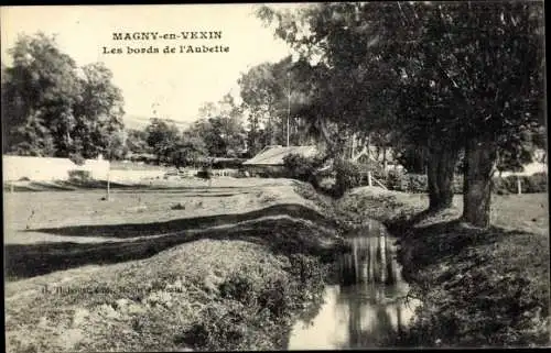 Ak Magny en Vexin Val-d’Oise, Les bords de l'Aubette