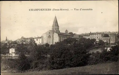 Ak Champdeniers Deux Sevres, Vue d'ensemble