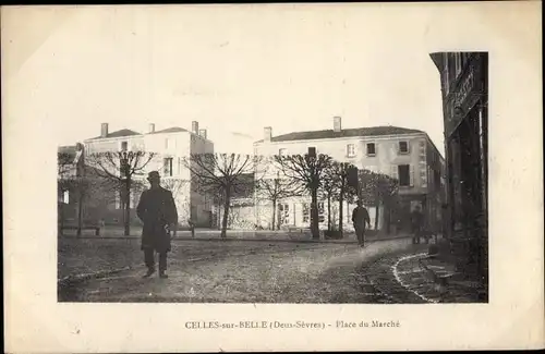 Ak Celles sur Belle Deux Sevres, Place du Marche