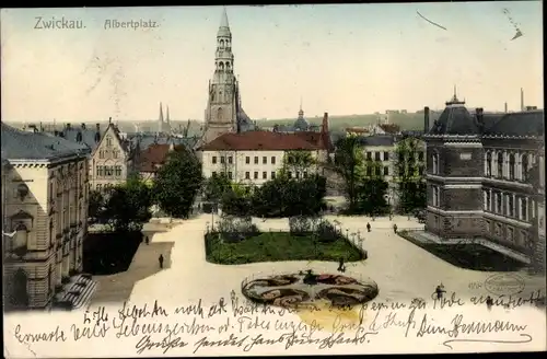 Ak Zwickau in Sachsen, Albertplatz
