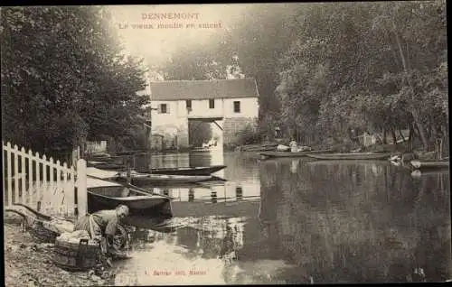 Ak Dennemont Yvelines, Le vieux Moulin en amont