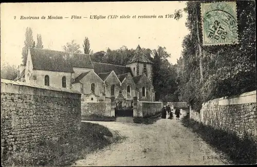 Ak Flins sur Seine Yvelines, L'Eglise