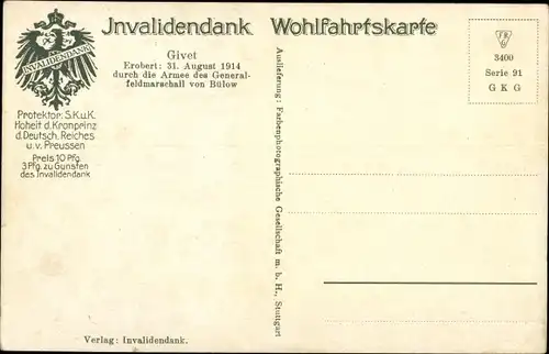 Künstler Ak Bürger, W., Schlacht bei Givet 1914, Armee von Generalfeldmarschall von Bülow