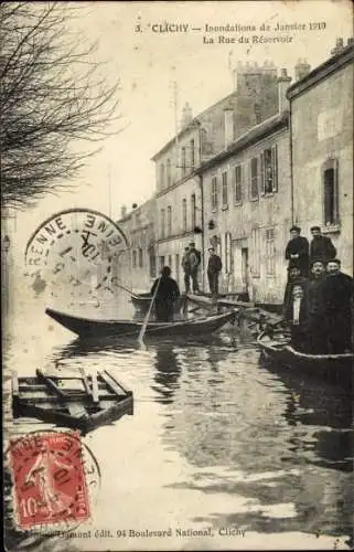 Ak Clichy Hauts de Seine, Inondations de Janvier 1910, La Rue du Reservoir
