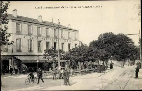 Ak Champigny sur Marne Val de Marne, Cafe Restaurant de la Gare