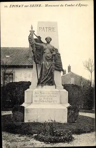 Ak Epinay sur Seine Seine Saint Denis, Monument du Combat d'Epinay