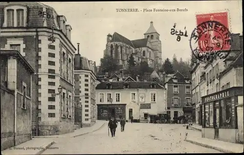 Ak Tonnerre Yonne, Place Fontaine aux Boeufs