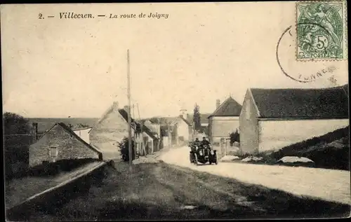 Ak Villecien Yonne, La route de Joigny, voiture