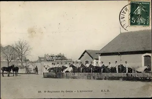 Ak Saint Geniez d'Olt et d'Aubrac Aveyron, 6. Régiments du Génie, L'Abreuvoir