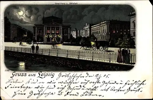 Mondschein Litho Leipzig in Sachsen, Konzerthaus, Bibliothek