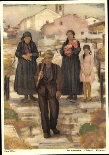 Ganzsachen Künstler Ak Chiesa, Pietro, Die Auswanderer, Bundesfeier 1922