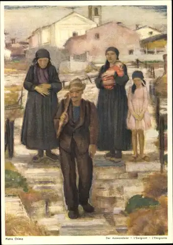 Ganzsachen Künstler Ak Chiesa, Pietro, Die Auswanderer, Bundesfeier 1922