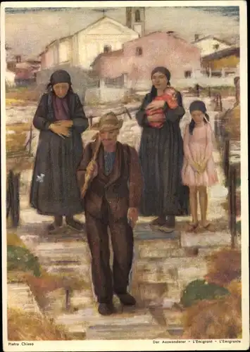 Ganzsachen Künstler Ak Chiesa, Pietro, Die Auswanderer, Bundesfeier 1922