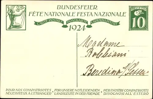 Ganzsachen Ak Zeller, Eug., Mutter mit Kindern, Bundesfeier 1924