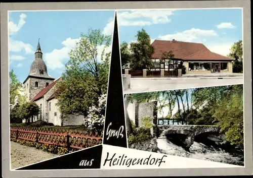 Ak Heiligendorf Wolfsburg in Niedersachsen, Kirche, Handlung, Flusspartie