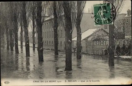 Ak Melun Seine et Marne, Quai de al Courtille