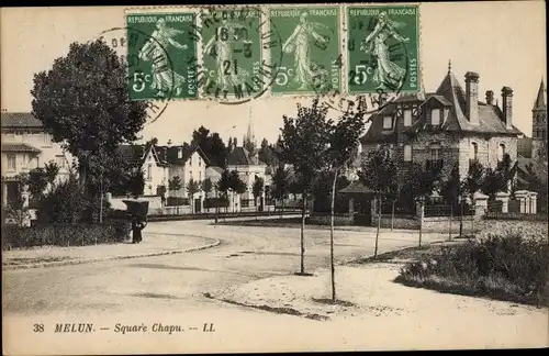 Ak Melun Seine et Marne, Square Chapu