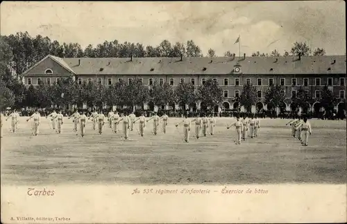 Ak Tarbes Hautes Pyrénées, Au 53. régiment d'infanterie, Excercice de bâton