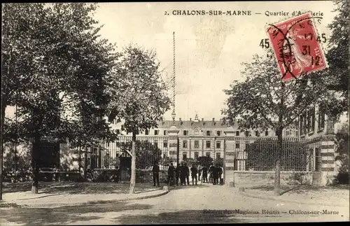 Ak Châlons-sur-Marne Châlons-en-Champagne Marne, Artilleriequartier
