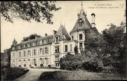 Ak Saint Just Cher, Chateau de Chambon, facade Sud