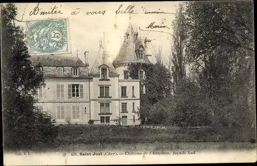 Ak Saint Just Cher, Chateau de Chambon, facade Sud