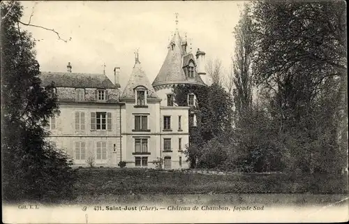 Ak Saint Just Cher, Chateau de Chambon, facade Sud