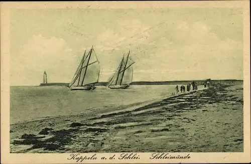 Ak Kappeln an der Schlei, Meeresblic, Segelboote