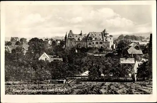 Ak Alzey in Rheinhessen, Ortspartie mit Schloss