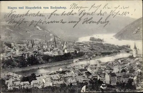 Ak Bingen am Rhein, Panorama vom Ort