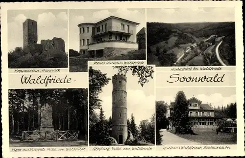 Ak Seesbach im Hunsrück, Wald und Berghotel Waldriede im Soonwald, Alteburg, Koppenstein