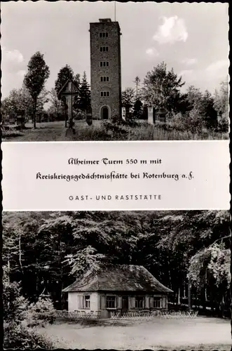 Ak Rotenburg an der Fulda, Alheimer Turm und Gast und Raststätte
