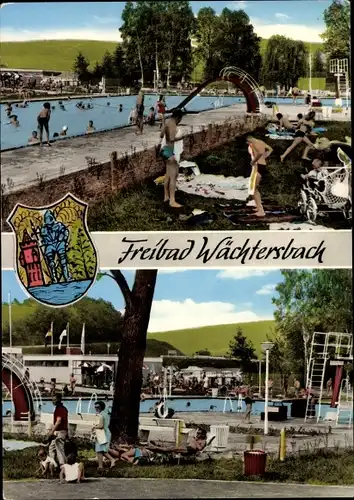 Wappen Ak Wächtersbach Hessen, Blick aufs Freibad