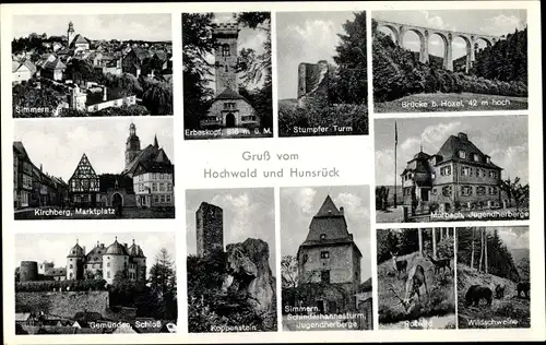 Ak Simmern Hunsrück, Erbeskopf, Stumpfer Turm, Kirchberg, Koppenstein