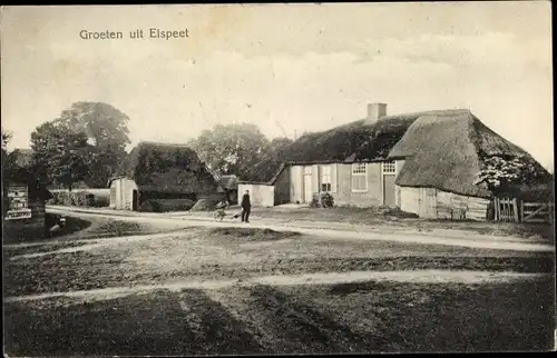 Ak Elspeet Gelderland, Ortsansicht, Haus mit Reetdach