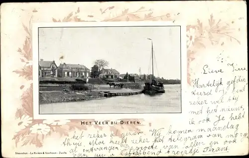 Passepartout Ak Dieren Gelderland, Het Veer, Boot, Häuser