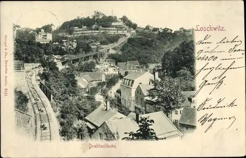 Ak Dresden Loschwitz, Drahtseilbahn