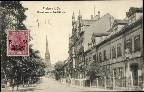 Ak Freiberg in Sachsen, Hornstraße und Jakobikirche