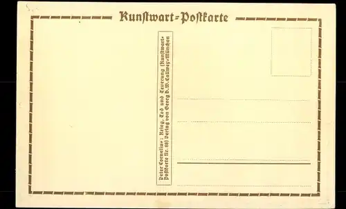 Künstler Ak Cornelius, Peter, Krieg, Tod und Feuerung, Kunstwartpostkarte, Reiter mit Schwert