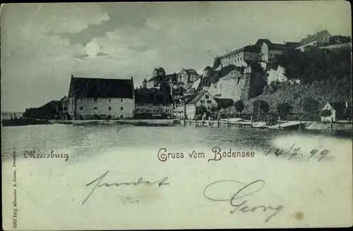 Mondschein Ak Meersburg am Bodensee, Panorama