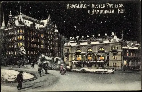 Ak Hamburg Mitte Altstadt, Alster Pavillon und Hamburger Hof