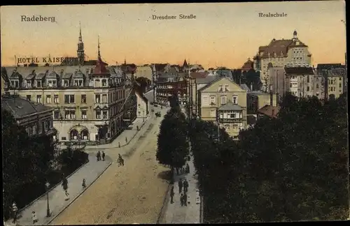 Ak Radeberg Sachsen, Hotel Kaiserhof, Dresdner Straße, Realschule