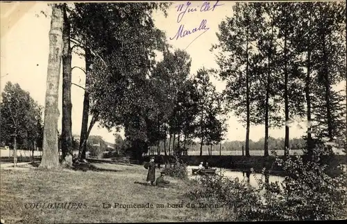 Ak Coulommiers Seine et Marne, La Promenade au bord du Morin