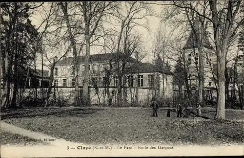 Ak Claye Souilly Seine et Marne, Le Parc, École des Garcons