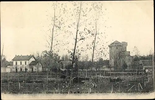 Ak Crouy sur Ourcq Seine et Marne, La gure et les ruines du vieux château