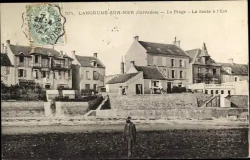 Ak Langrune sur Mer Calvados, La Plage, La Sente a L'Est