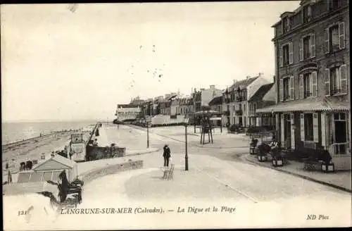 Ak Langrune sur Mer Calvados, La Digue et la Plage