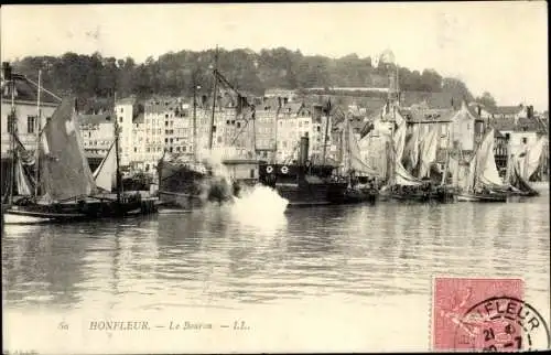 Ak Honfleur Calvados, Le Bouron, Segelboote