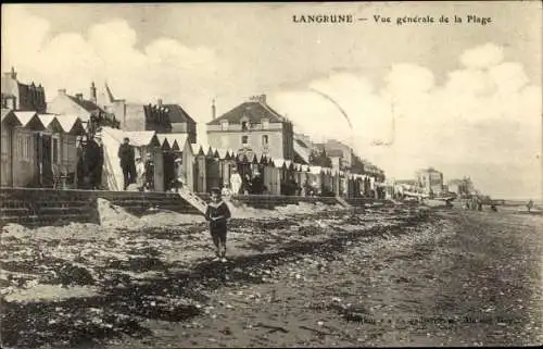 Ak Langrune sur Mer Calvados, Vue generale de la Plage
