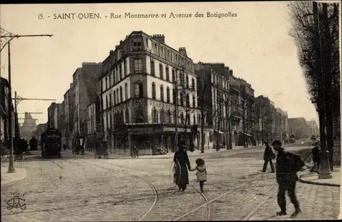 Ak Saint Ouen Seine Saint Denis, Rue Montmartre, Avenue des Batignolles