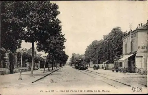 Ak Livry Gargan Seine Saint Denis, Rue de Paris a la Station de la Mairie